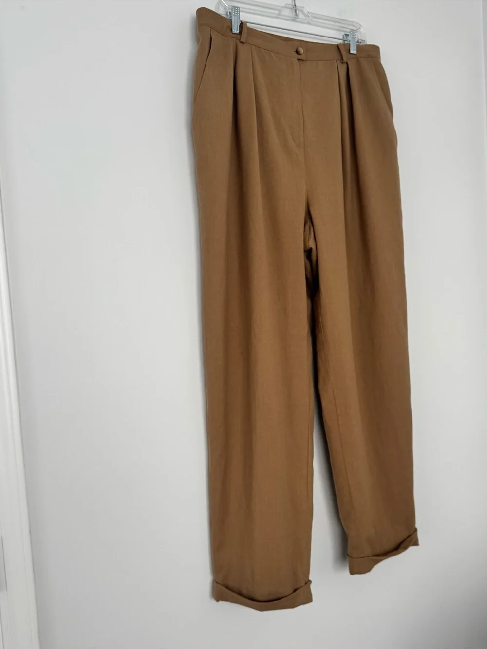 Vtg Jones New York Country Pants Size 18 Wool Blend Pleated Tan Brown 36x30